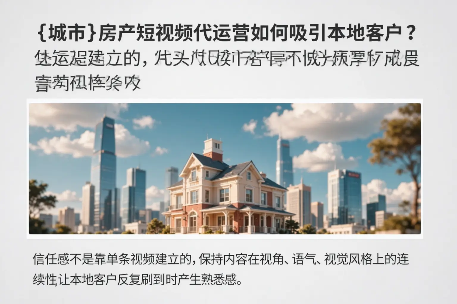 赤坎房产短视频代运营如何吸引本地客户？